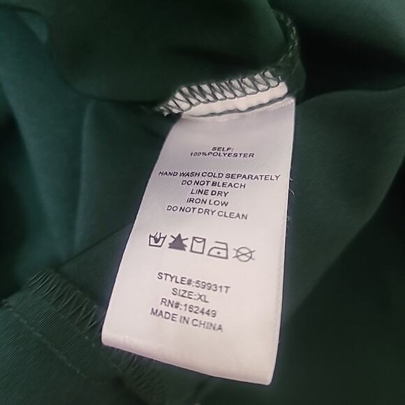 Women’s Green Ruched Button-Up Blouse XL Boho Long Sleeve Crop By Milk & Honey - Picture 9 of 9